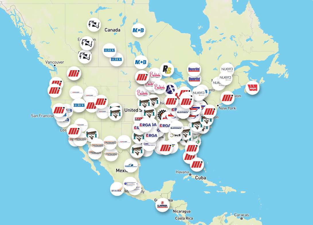 Fenner Dunlop Distributors Map